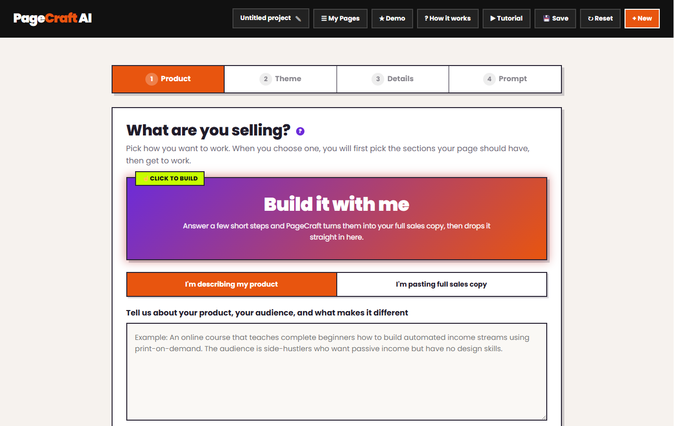Main app page