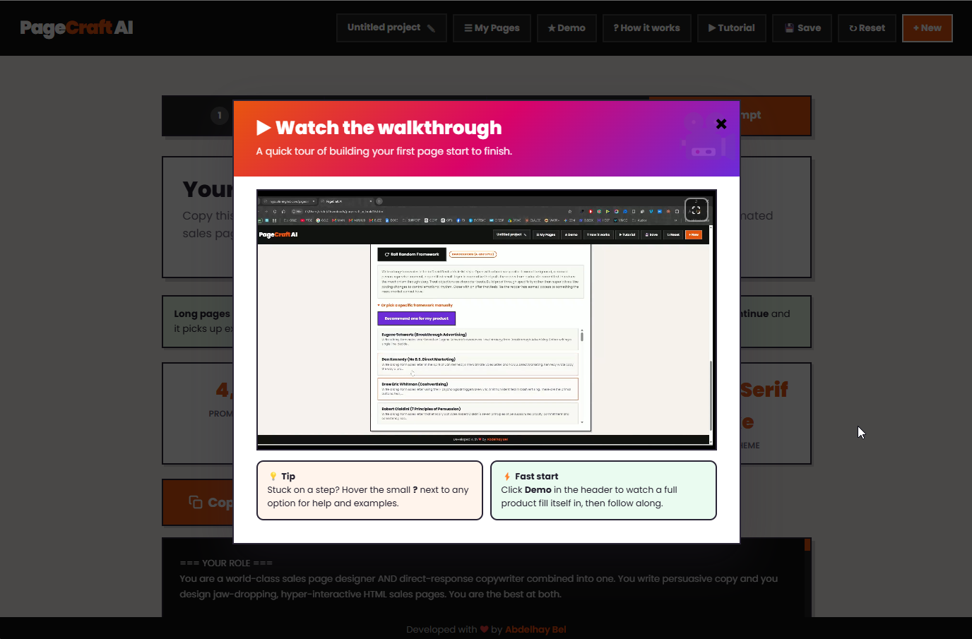 Video tutorial window