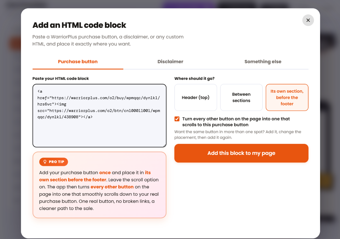 Add your own HTML
