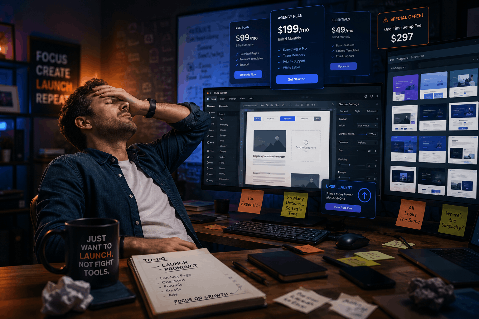 A frustrated marketer staring at a launch that won't come together