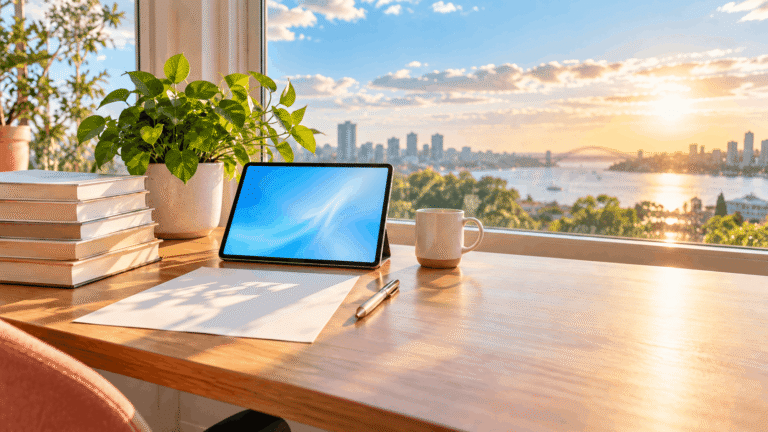 Bright sunlit desk with old manuals set aside and a fresh page, illustrating the custom GPT retirement and other AI changes in 2026